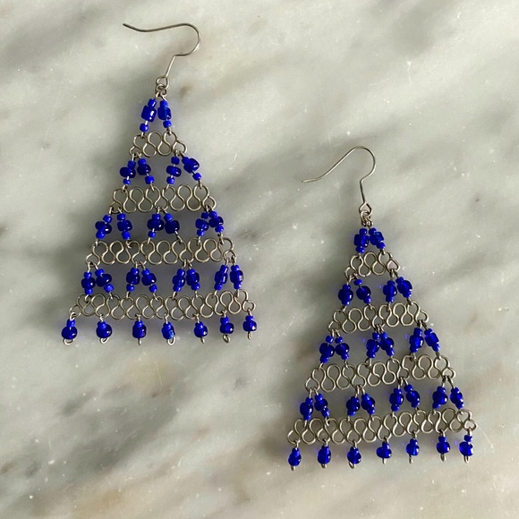 Triangle Beaded Earrings - Picture 4 of 9